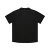 A black short-sleeved pyjama top with a collared neckline and a plain back. It features a logo on the label.