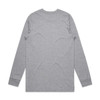 A grey long-sleeve t-shirt with a plain back and fitted sleeves, featuring a logo.