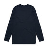 A long-sleeve T-shirt in dark navy with a simple, unembellished back and a logo at the hem.