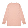 A light pink long-sleeve T-shirt with a simple design, featuring a logo on the back.