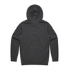 A grey hoodie with a hood and long sleeves, featuring a plain back design and ribbed cuffs.