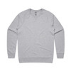 A grey sweater featuring raglan sleeves and a logo on the label.