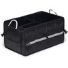 A black organiser with two compartments, several pockets, and rounded handles for easy transport.