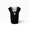 A black pouch with a zip, designed to hold a drink bottle securely. Features a logo on the front.