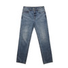 Straight jeans in light blue denim with a classic five-pocket design, featuring a logo on the waistband.