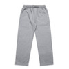 A pair of grey cuffless track pants featuring an elastic waistband and side pockets.