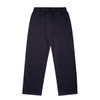 Cuffless track pants in dark navy, featuring an elastic waist and a simple design. Includes a logo.