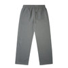 Cuffless track pants in grey, featuring an elastic waistband and a single back pocket.