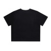 A black classic crop tee with a simple crew neck and short sleeves, featuring a branding logo.