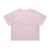 A light pink classic crop tee with short sleeves and a simple design. Features a logo on the label.