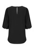 A black puff sleeve top featuring a back keyhole detail and soft fabric, categorized under T-shirts.