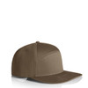 A 7-panel cap in a muted brown shade, featuring a solid design and a branded logo.