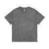 A grey stone wash heavy tee with a relaxed fit and short sleeves. The shirt features a branding logo.