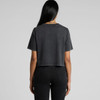 A black stone wash heavy crop tee with a back view, featuring short sleeves and a relaxed fit.