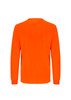 An orange long sleeve safety tee, featuring a simple design and a logo on the back.