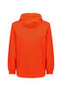 An unisex super light packable rain jacket in vibrant orange, featuring a hood and elasticised cuffs.