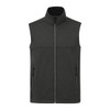 A dark green, eco waterproof softshell vest with a high collar and two zippered pockets.