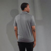 A men's eco polo shirt in grey with short sleeves, featuring a back view and a subtle logo detail.
