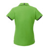 A green short sleeve polo shirt with a collar and a subtle logo at the back.