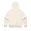 A cream-coloured hoodie with a hood and ribbed waistband, featuring a plain back design.
