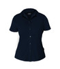 A navy blue polo shirt for men, featuring a button-up design and a collar. The shirt has a logo on it.