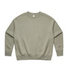 A light olive green jumper with a relaxed fit and long sleeves. It features a simple design and has a logo.