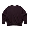 A dark brown sweater featuring long sleeves and a classic crew neck. It has a logo on the back.