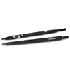 A black double canopy golf umbrella with a branded handle, featuring a sleek design and a prominent logo.