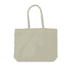 A large tote bag in a neutral beige colour, featuring two handles and a logo.