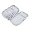 A grey carrying case with mesh pockets and a zip closure, suitable for travel accessories.