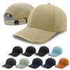 A collection of caps in various colours, including beige, black, light blue, and orange, featuring a logo.