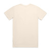 A beige, short-sleeved T-shirt with a plain back. It features a branding logo.