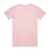 A plain pink T-shirt featuring a back view. The shirt has short sleeves and a simple design.