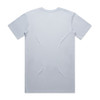 A plain light blue T-shirt featuring a standard crew neck design and no visible print on the back.