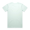 A mint green t-shirt displayed on a white background, featuring a plain back with no designs or text.