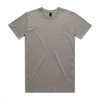 A light olive green T-shirt with a round neck and short sleeves; features a logo on the label.