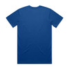 A plain blue T-shirt featuring a logo on the back. Classic cut with short sleeves.