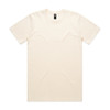 A cream-coloured classic t-shirt with a round neck and short sleeves, featuring a logo.