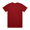 A red classic T-shirt with short sleeves and a plain back. The shirt features a logo.
