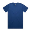 A blue classic tee featuring a round neck and short sleeves. The shirt has a logo on the inside label.