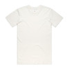 A plain cream basic tee, featuring a round neck and short sleeves, with a small logo on the label.