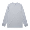 A light grey long-sleeve t-shirt featuring a simple design and a logo on the label.