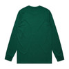 A green long-sleeve T-shirt featuring a plain back and fitted cuffs. Includes a logo on the neck.