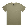 A khaki Heavy Tee featuring a crew neck and a plain design. It has a logo tag on the inside neck.