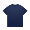 A navy blue t-shirt with a standard crew neck design, featuring a logo on the label.