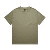 A heavy olive green T-shirt with a classic crew neckline and short sleeves. It features a logo placement.