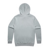 A light grey hoodie with a hood and long sleeves, featuring a plain back design.