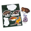 A custom die cut magnet sheet featuring colourful Australian animals: echidna, Tasmanian devil, wombat, platypus, kangaroo, and koala.