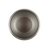 A coffee cup with a double wall design, featuring a metallic grey finish and a circular base.