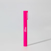 A bright pink jumbo highlighter with a textured grip and a clip, featuring a branding logo.